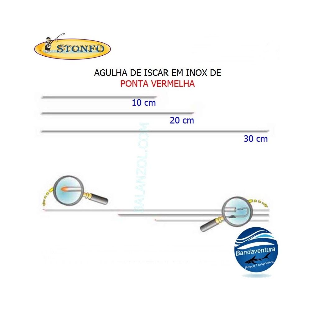 STONFO AGULHA INOX PONTA VERMELHA 30CM