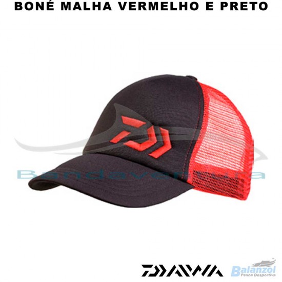 DAIWA RED AND BLACK MESH CAP