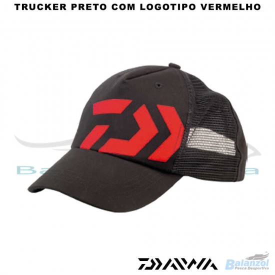 DAIWA BLACK TRUCKER CAP WITH RED LOGO