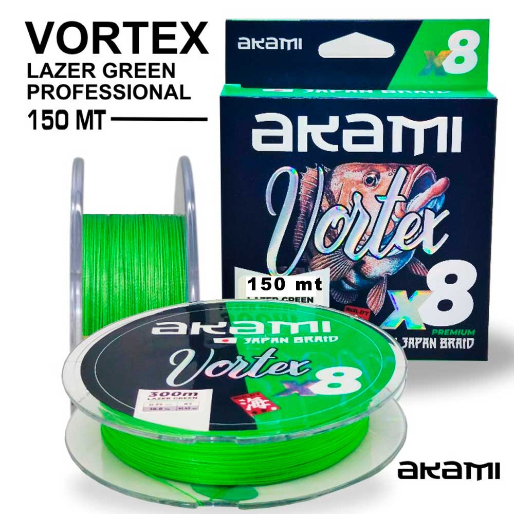 AKAMI LINHA MULTIFILAR VORTEX X8 LAZER GREEN 150MT