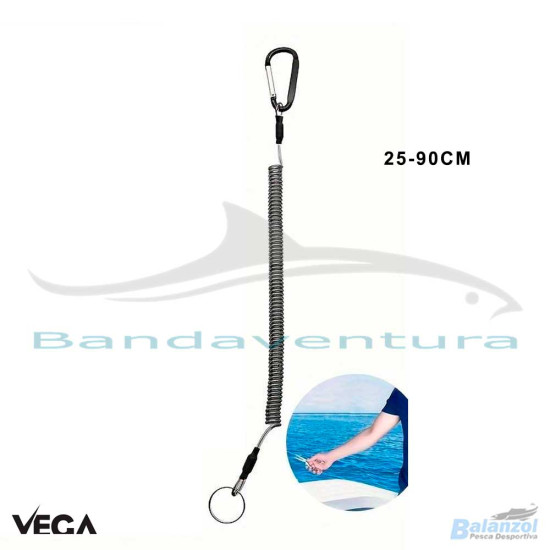 VEGA ELASTIC LANYARD WITH CARABINER 25-90CM
