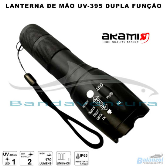 AKAMI LANTERNA DE MÃO UV 395 DUPLA FUNÇÃO